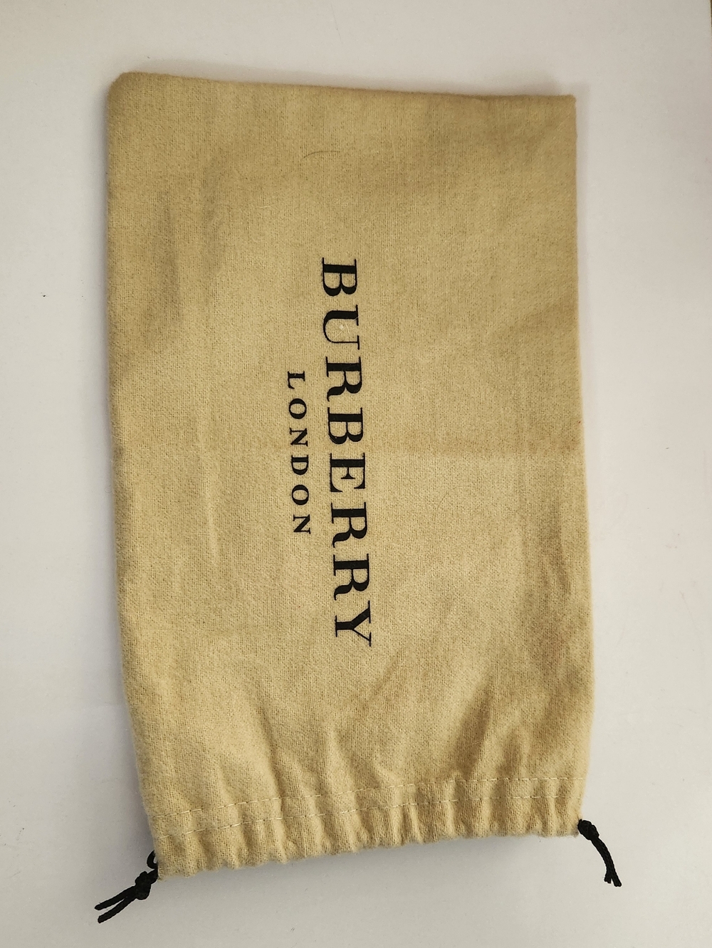 BURBERRY LONDON Beige and Black Logo  Drawstring DUST BAG, 10 X 6